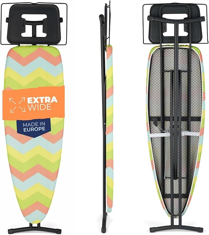 Extra Wide Ironing Board Foldable Stable Steam Station Ready 120x40cm