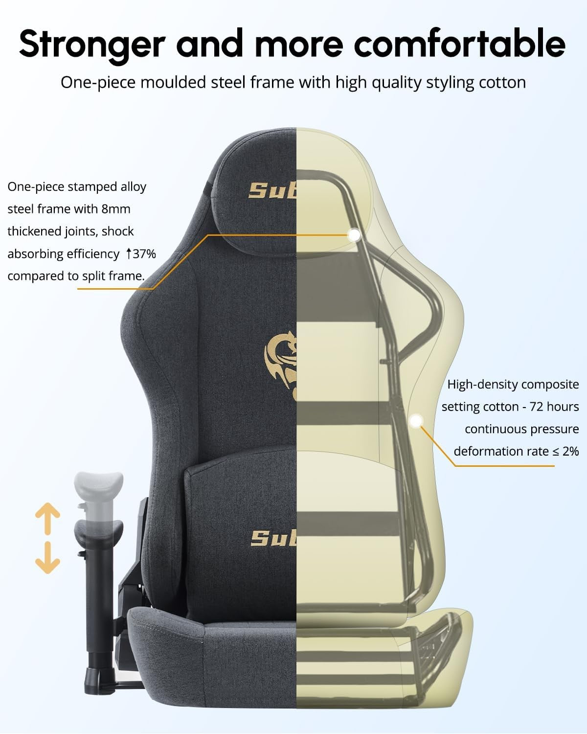 Gaming Chair 165° Recliner w/ Footrest Ergonomic Fabric 350lbs Grey