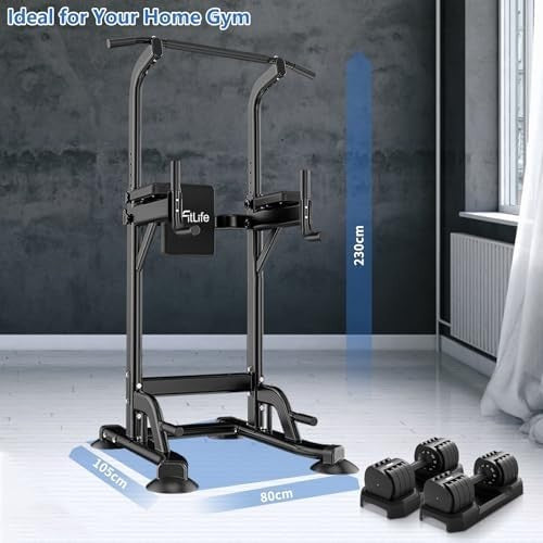 Adjustable Power Tower Dip Station Pull Up Bars Home Gym Rack