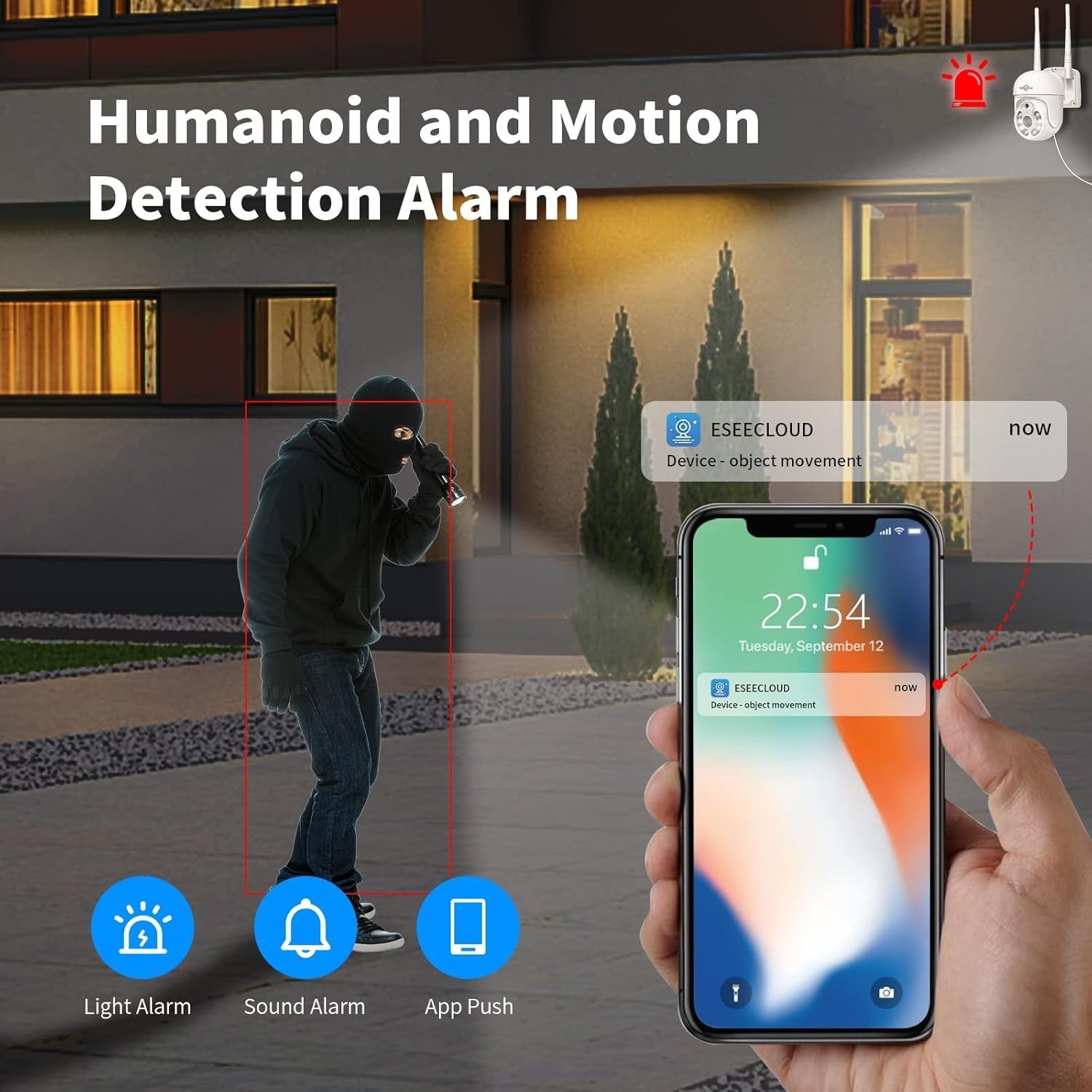 5MP PTZ Security Camera Outdoor WiFi 360° Auto Tracking Night Vision