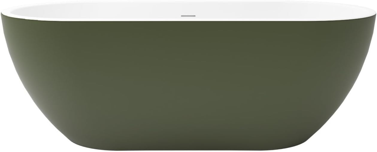 1650x750mm Freestanding Double Ended Bath Dark Green Acrylic Modern Oval