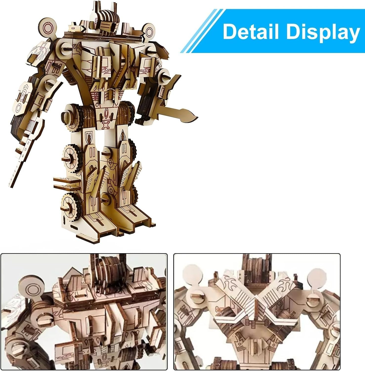 3D Robot Wooden Puzzle Kit - Educational Build & Display Model 159PCS