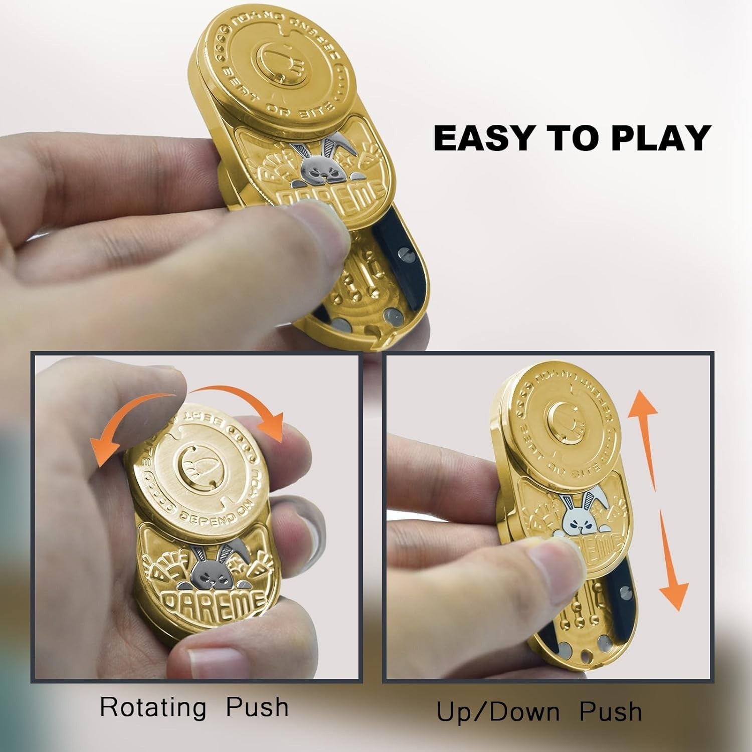 Gold Rabbit Metal Fidget Slider Ratchet Click Stress Relief EDC Toy