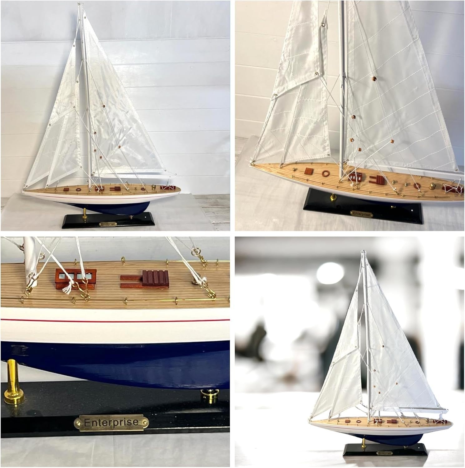 50cm Wooden Sailing Yacht Model | Nautical Decor | J Class Display Sailboat
