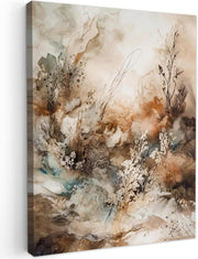Large Framed Canvas Wall Art 50x70cm Abstract Beige Floral Print