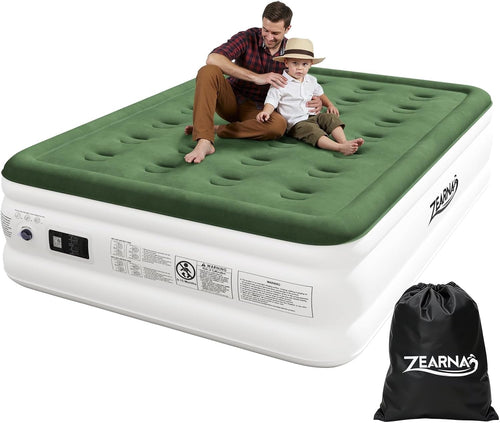 Double Inflatable Air Bed with Electric Pump, Flocked Top, Quick Inflate