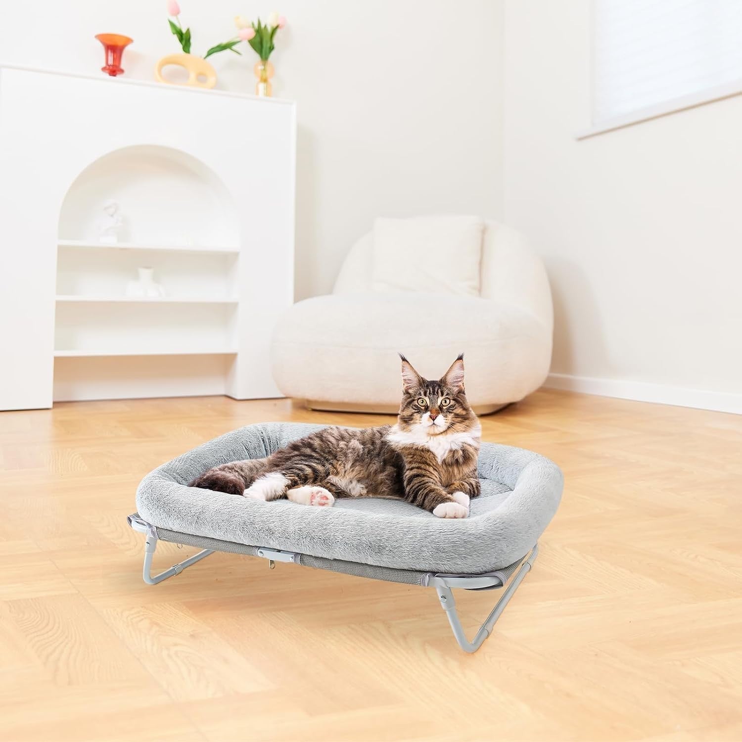 Raised Cat Bed Foldable Pet Hammock Elevated Kitten Puppy Cot Washable