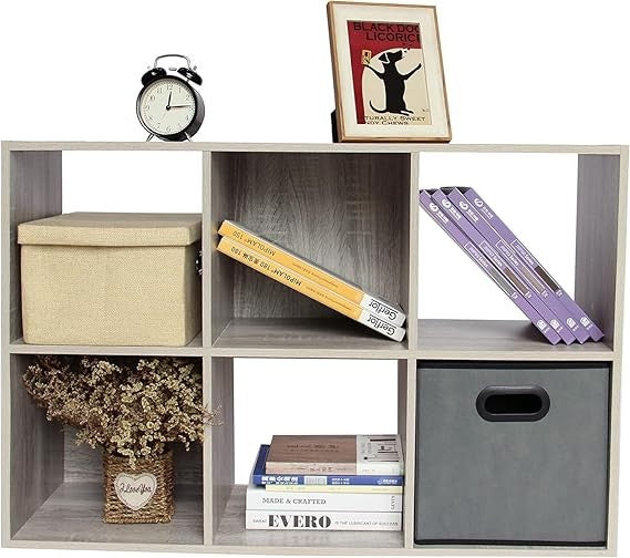 6 Cube Wooden Bookcase Storage Unit – Modern Freestanding Display Shelf