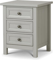 Grey 3 Drawer Bedside Table, Modern Wooden Nightstand with Storage Drawers