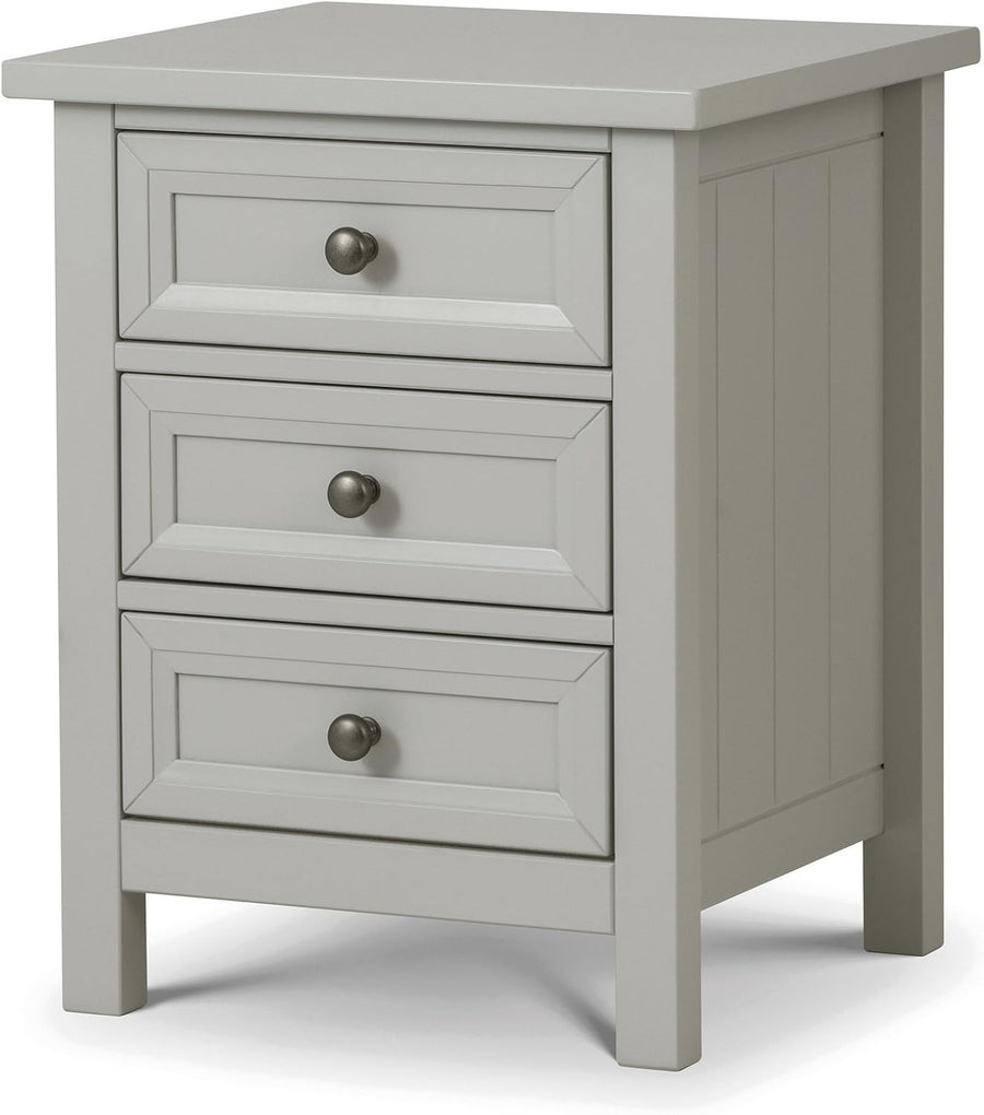 Grey 3 Drawer Bedside Table, Modern Wooden Nightstand with Storage Drawers