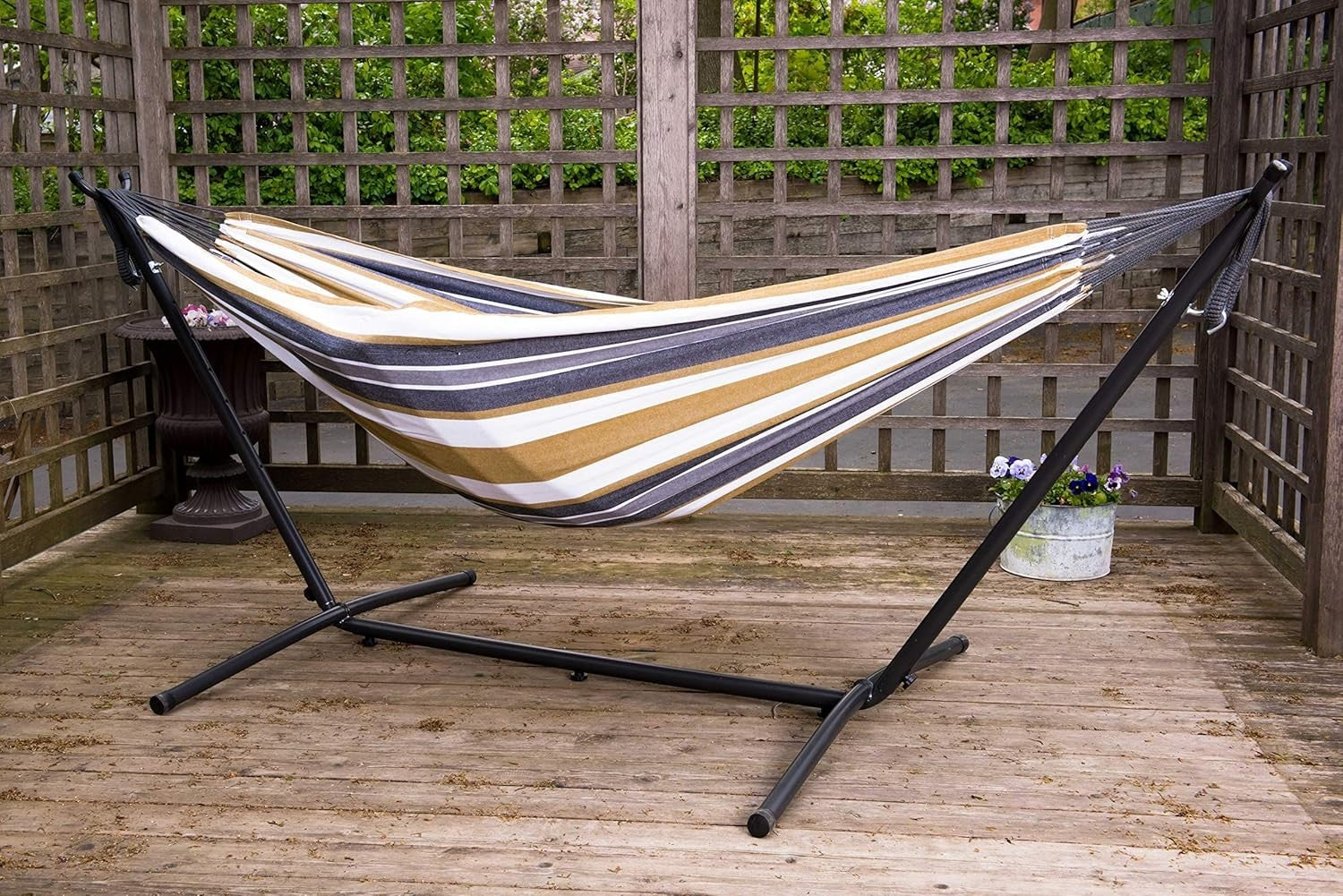 Double Cotton Hammock with Stand – 280cm 2 Person Adjustable Frame, Garden Bed