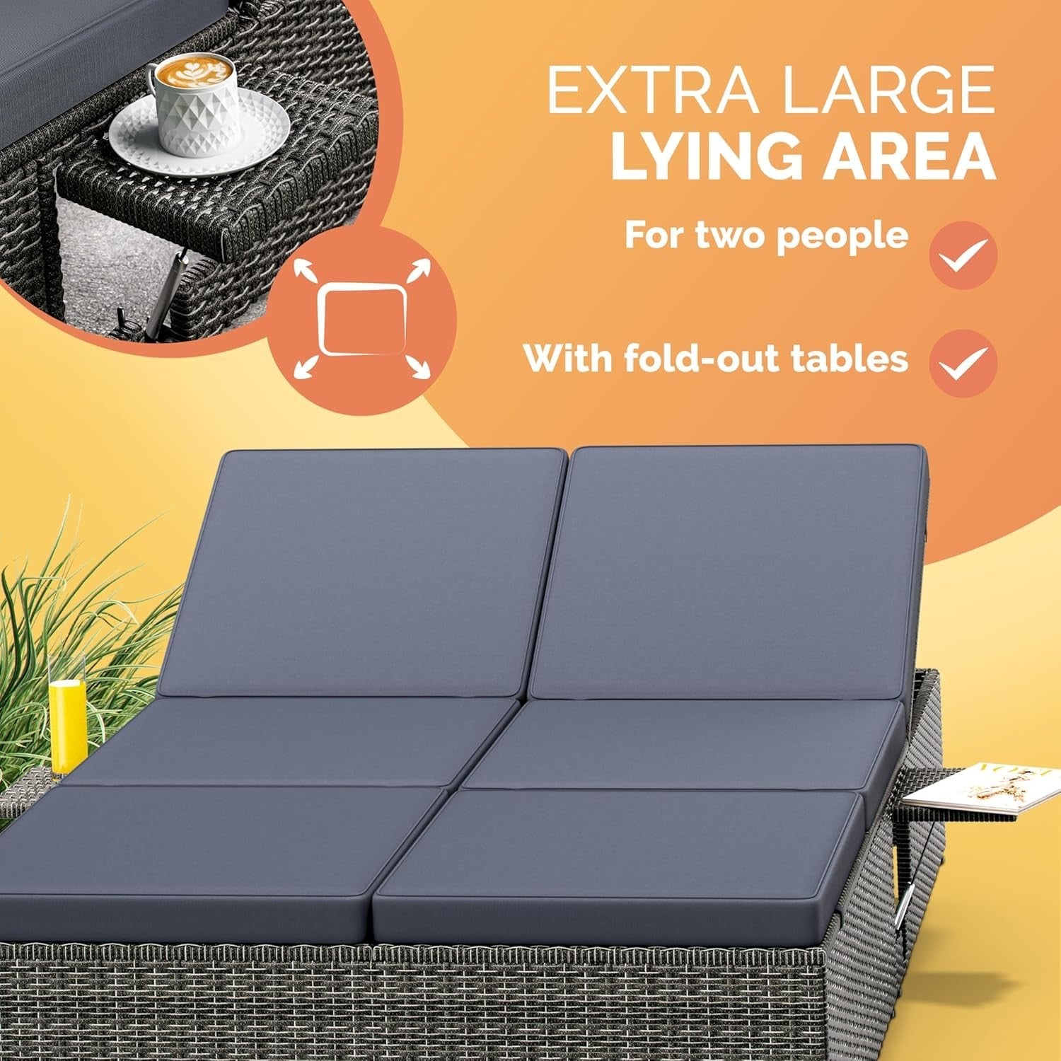 CASARIA Double Sun Lounger 2-Seater | 7-Position Adjustable Recliner