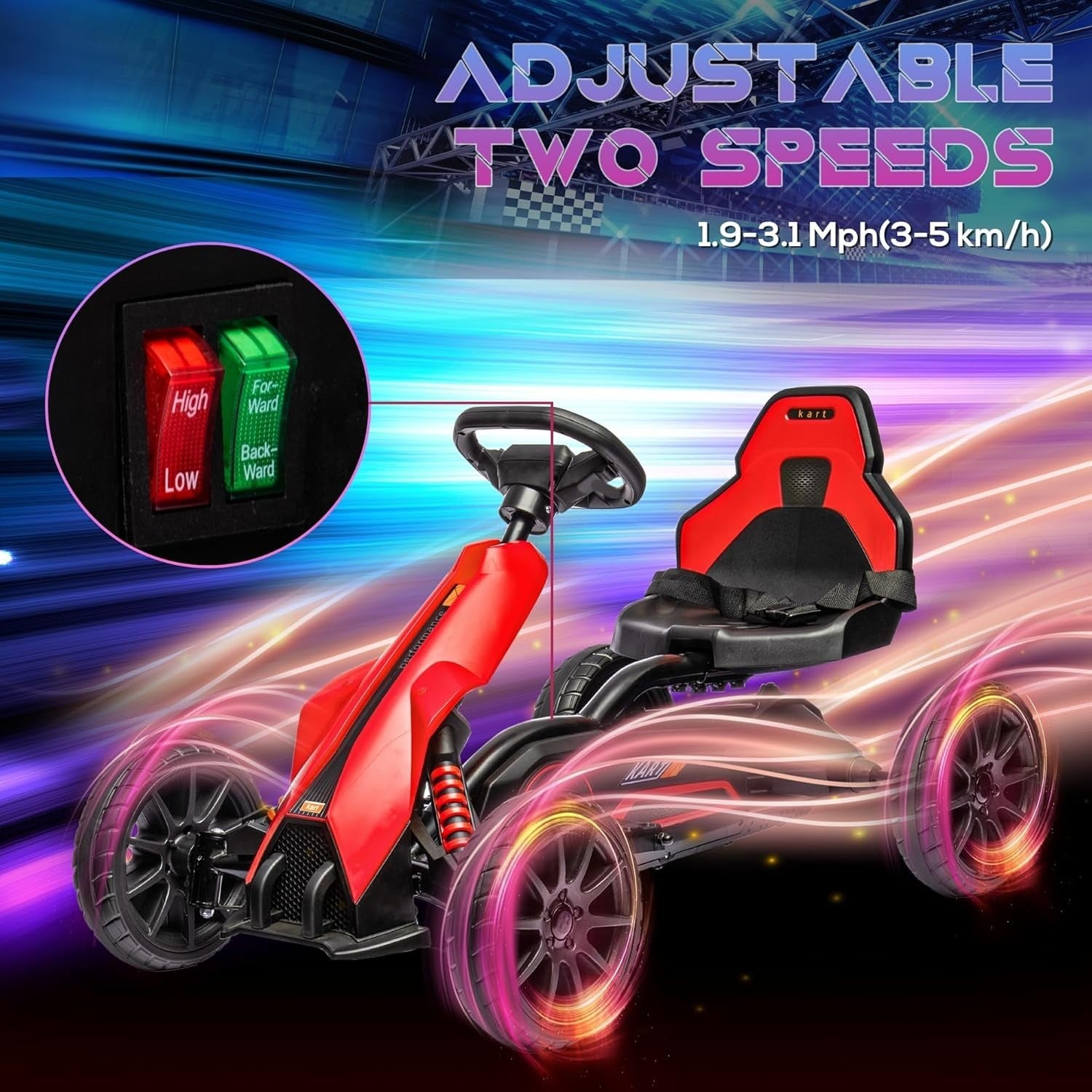 Kids Electric Go Kart 12V Drift Kart Ride On Car Red Seat Belt 30kg