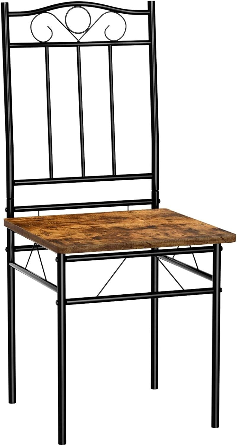 Vintage Rectangular Dining Set 4 Chairs Rustic Wood Kitchen Table Compact