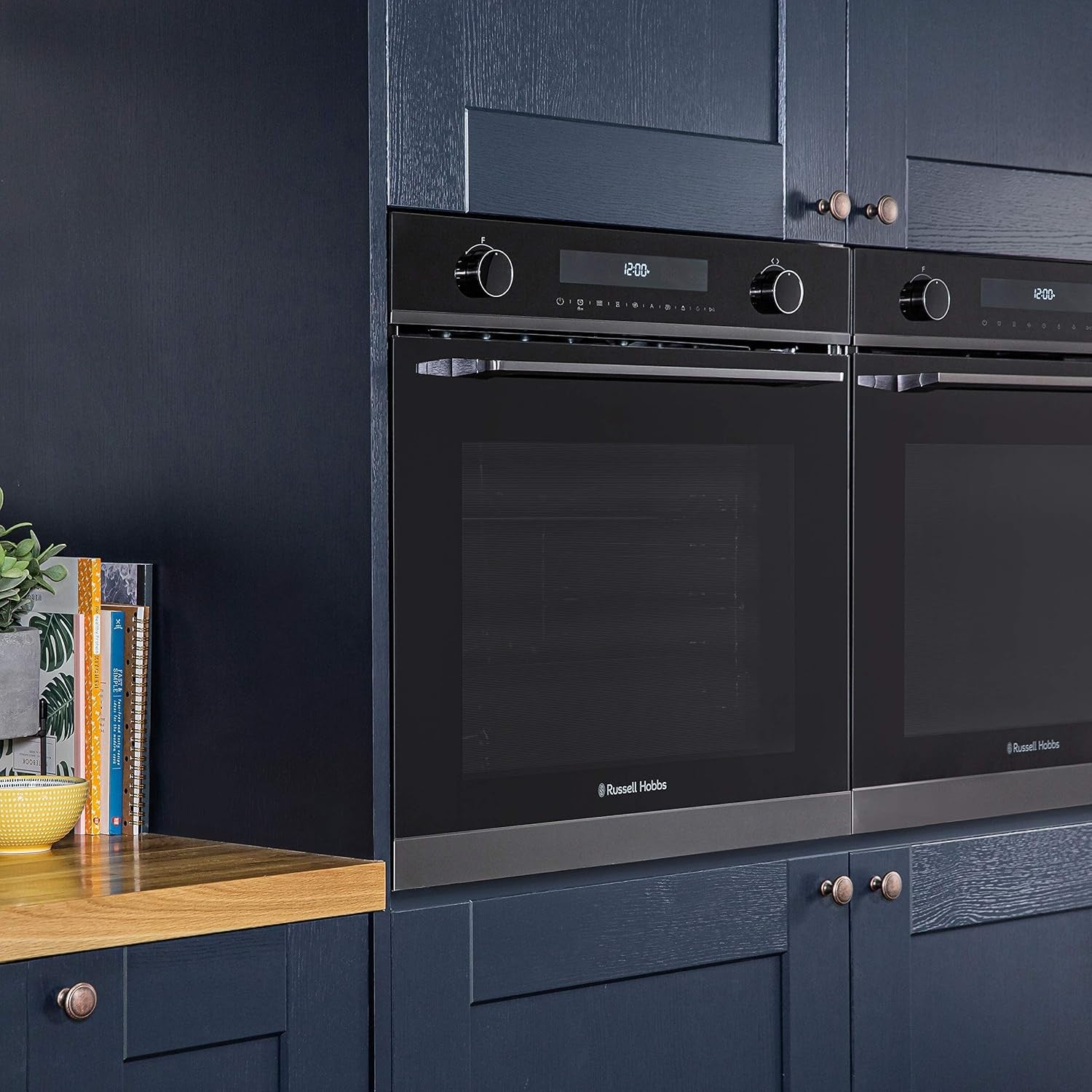 Dark Steel 59.5cm Built-in Electric Fan Oven & Microwave Combo