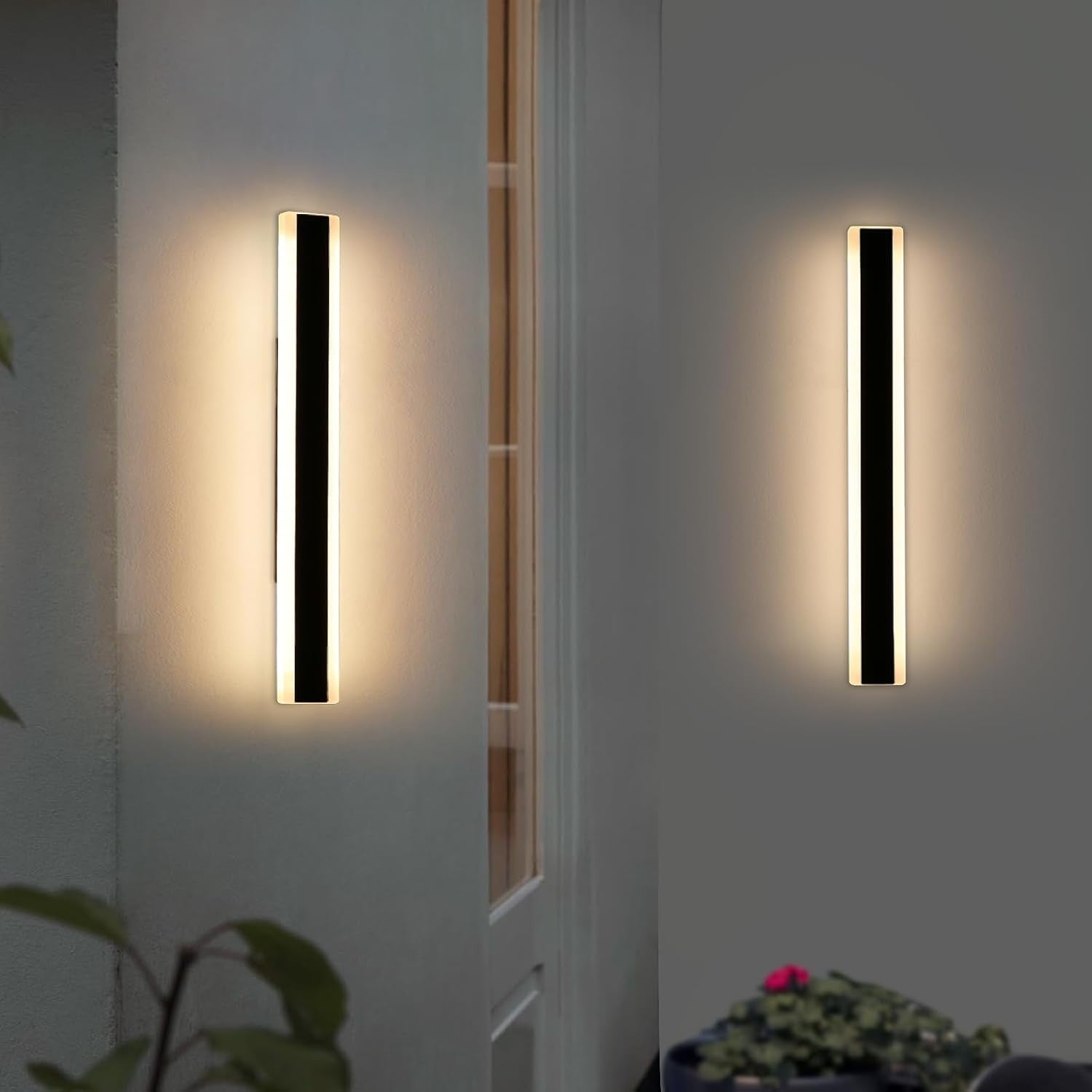 Outdoor Waterproof LED Wall Light, Modern Acrylic, Warm White, 2 Pack