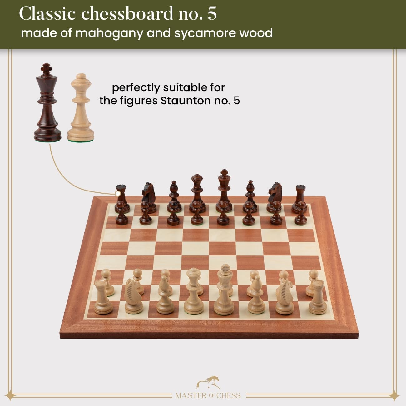 48cm Professional Wooden Chess Board Inlaid Sycamore Mahogany Tournament
