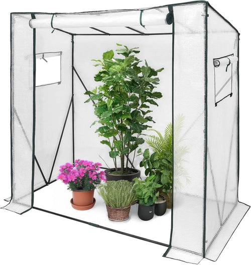 Walk-In Garden Greenhouse Tent UV Resistant PE Cover Steel Frame Zip Door 200cm