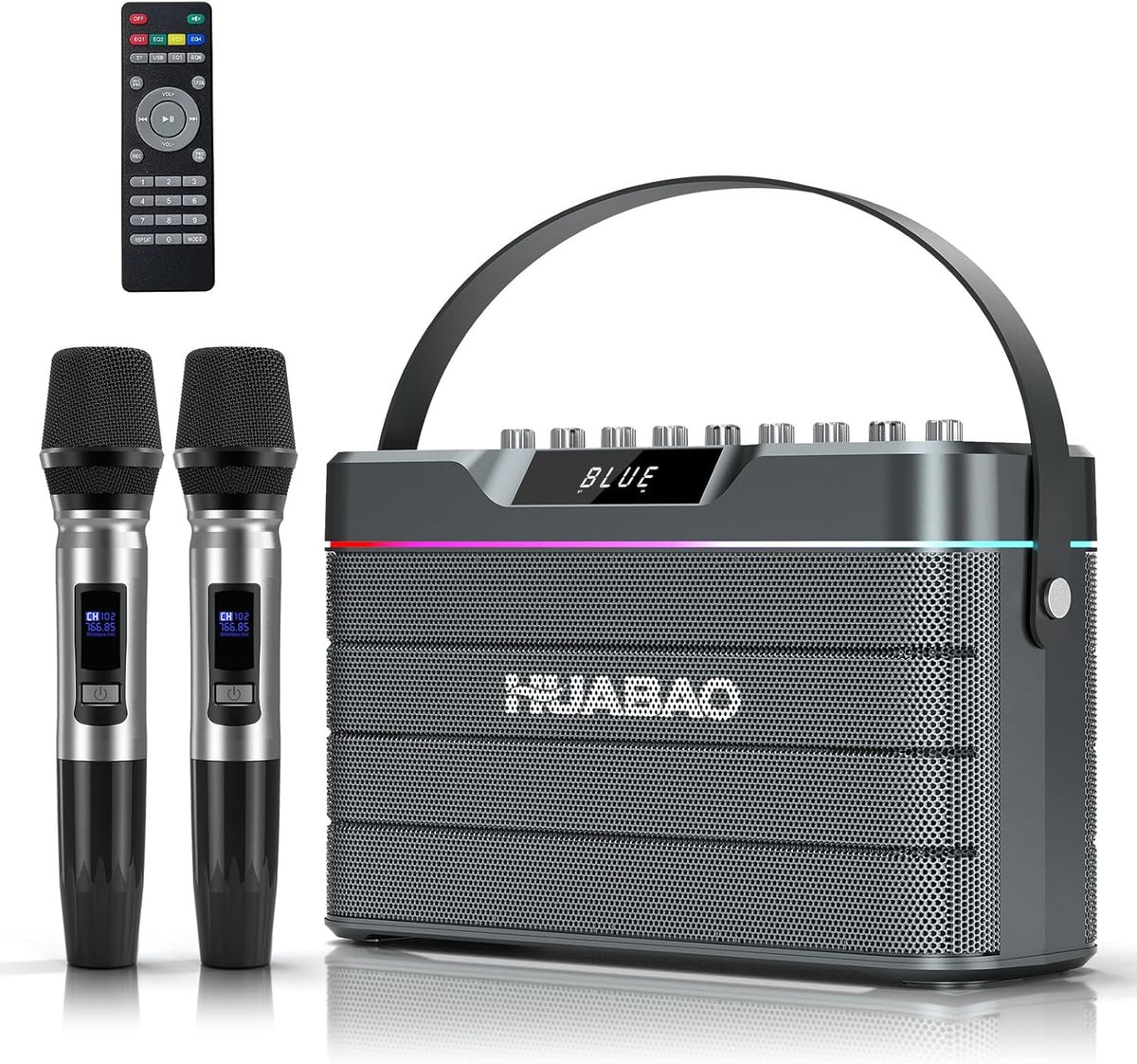 100W Bluetooth Karaoke Machine with 2 Wireless Mics & LED Lights