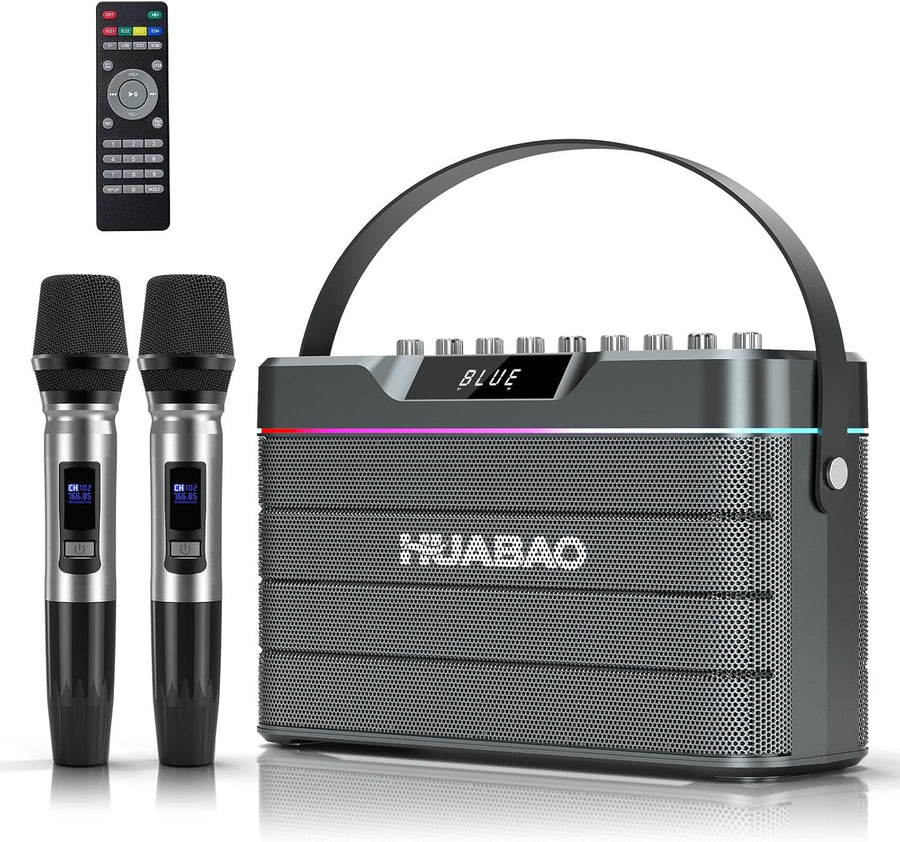 100W Bluetooth Karaoke Machine with 2 Wireless Mics & LED Lights