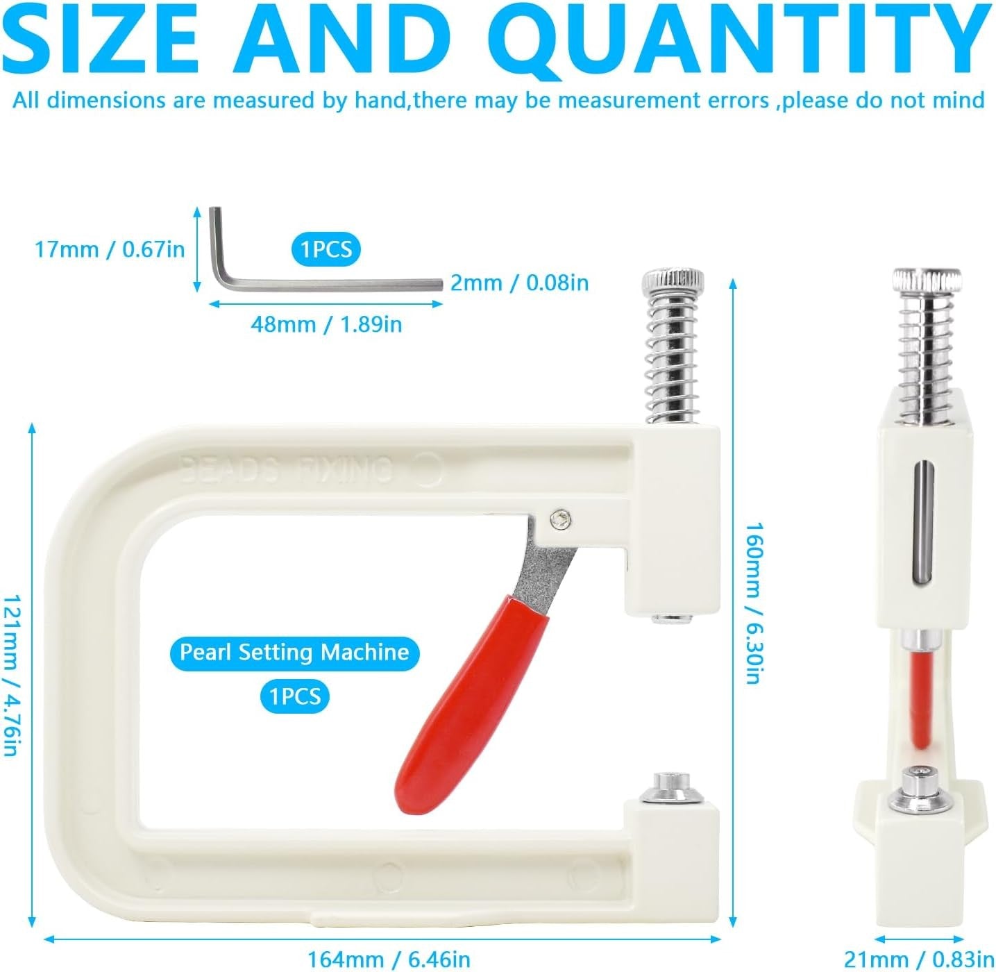 Pearl Setting Hand Press Machine Kit White Beads Rivet Tool DIY
