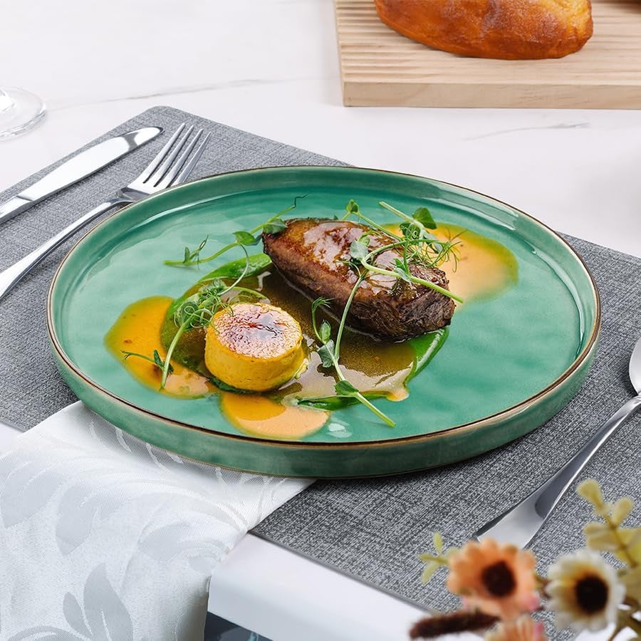 7.9in Ceramic Dessert Plates Set of 6 Scratch Resistant Microwave
