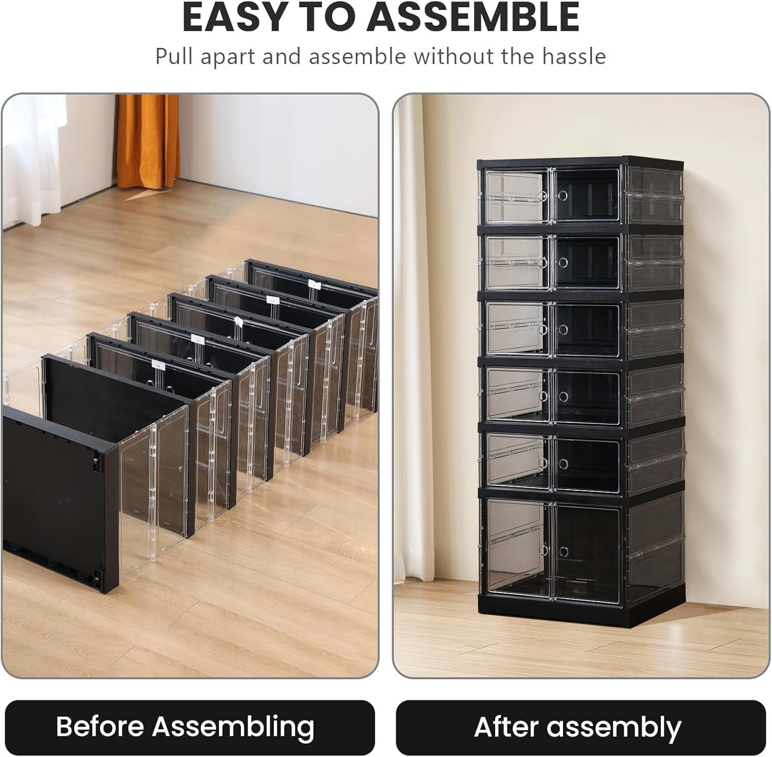 6 Tier Foldable Shoe Rack Organizer – 12 Pairs Storage Box, Space-Saving