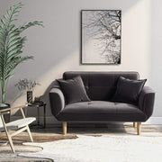 2 Seater Sofa Bed Dark Grey Compact Couch Recliner for Small Spaces