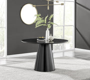 Black Round Pedestal Dining Table 120cm Semi-Gloss 4–6 Seat Modern