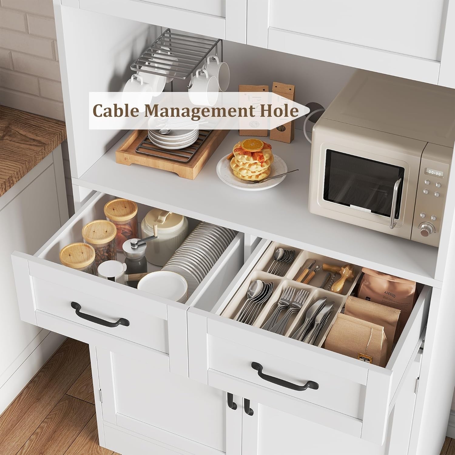 White Tall Kitchen Cupboard 180cm 4 Door Pantry Storage Cabinet Unit