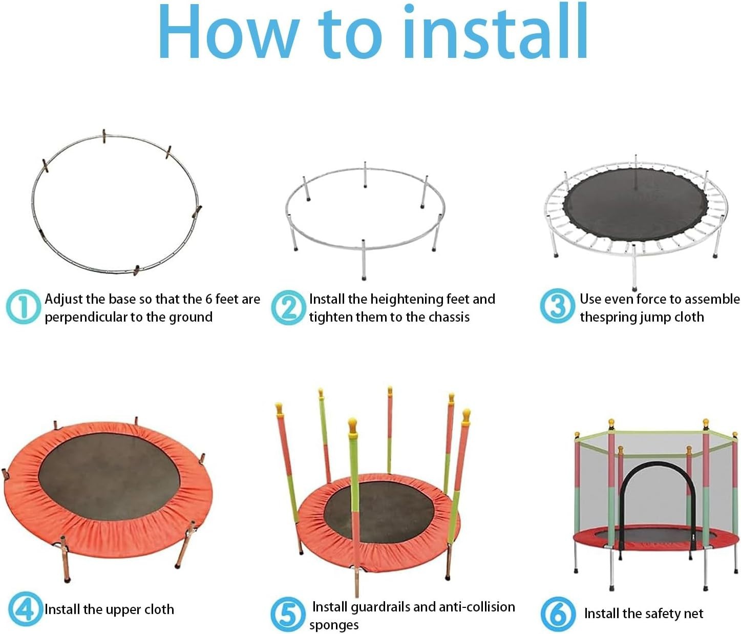 4.6FT Kids Toddler Trampoline Safety Enclosure Indoor Outdoor Play