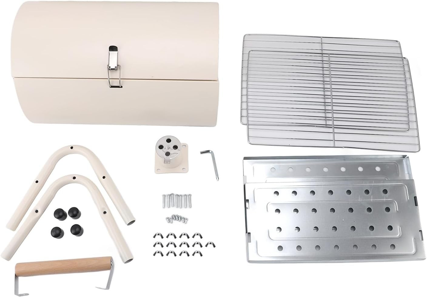 Portable Barrel Charcoal BBQ Grill with Chimney Vent, Folding Legs