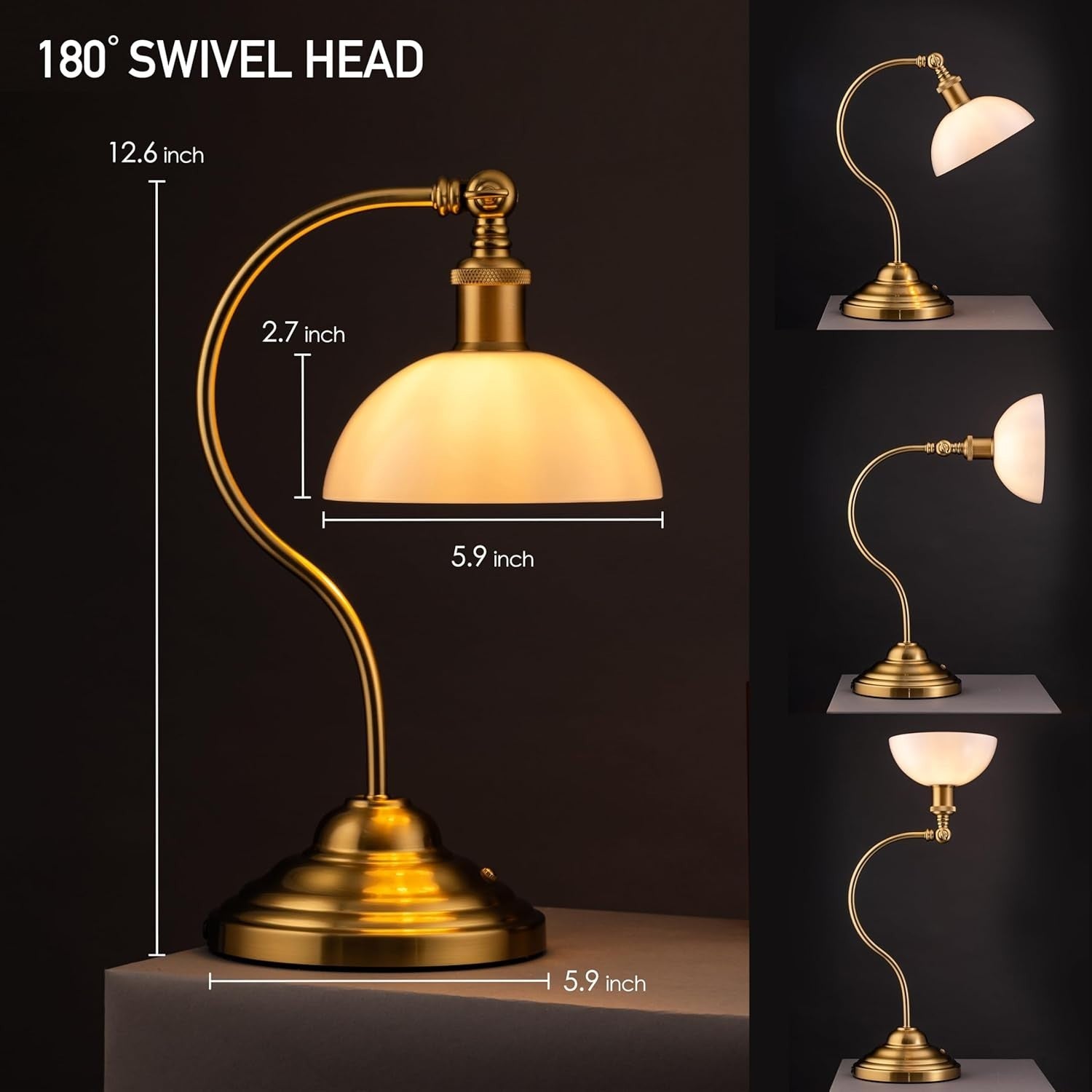 Cordless LED Table Lamp with USB-C, 3-Level Dimming & Swivel Head