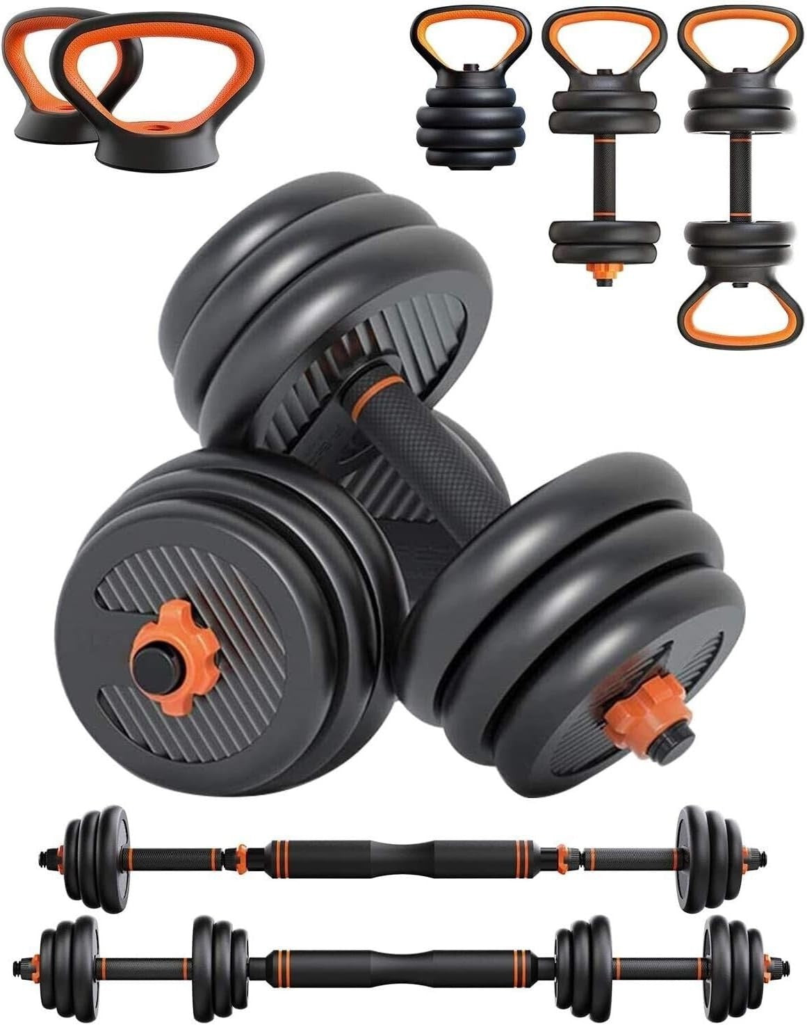 Adjustable 6-in-1 Home Gym Weight Set Dumbbell Barbell Kettlebell