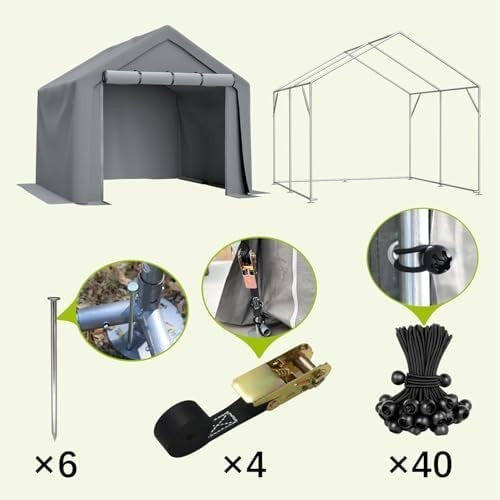 Outdoor Garden Storage Tent 8x8FT Waterproof Steel Frame Grey