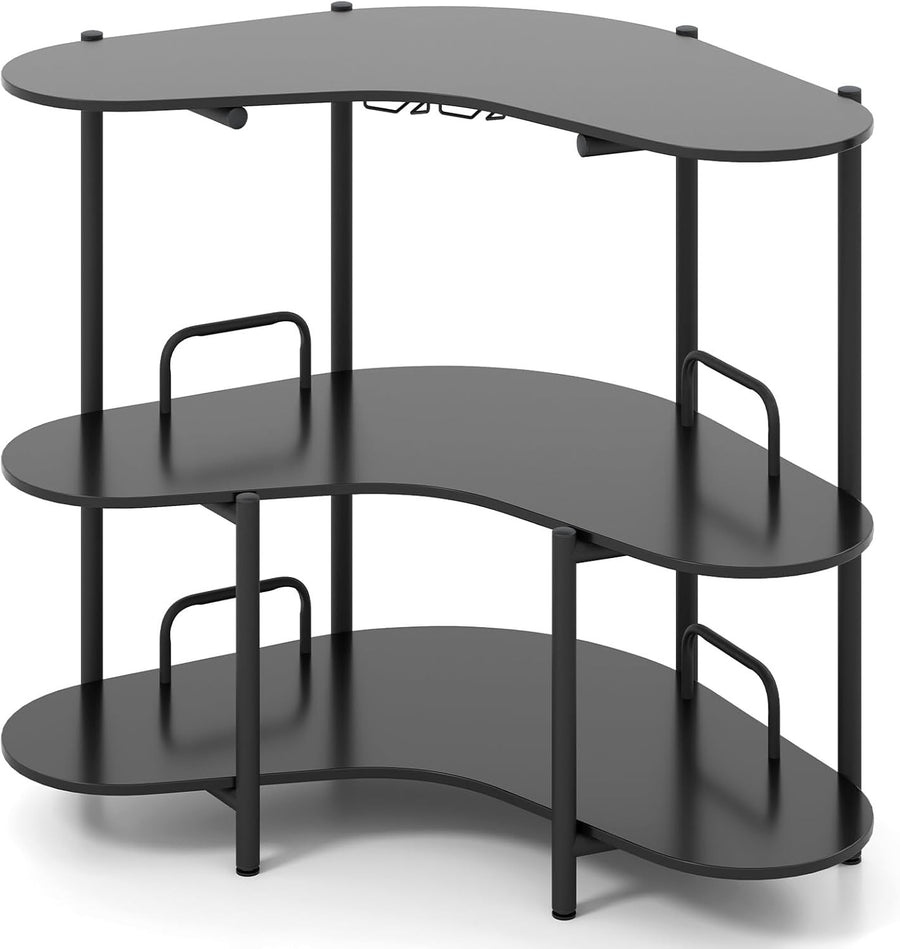 3-Tier Wine Bar Cabinet with Glass Holder, Freestanding Drinks Storage Table