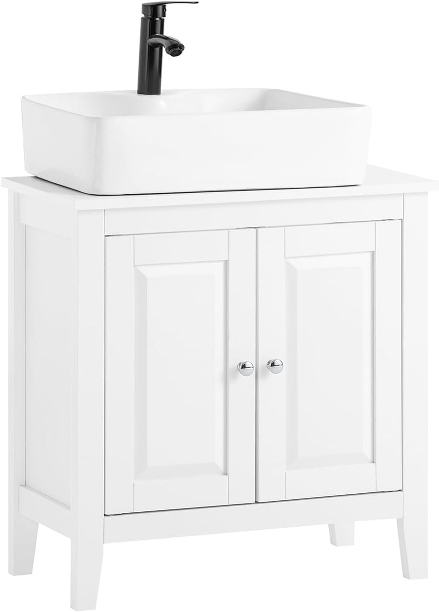 White Bathroom Vanity Unit 2 Door Under Sink Storage Cabinet MDF Cupboard