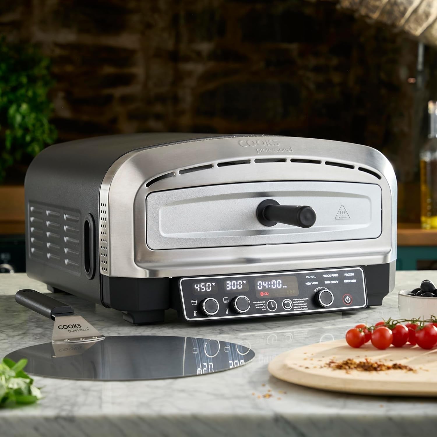 Electric Pizza Oven with Dual Heating & Peel | Indoor Outdoor Pizza Maker 450°C
