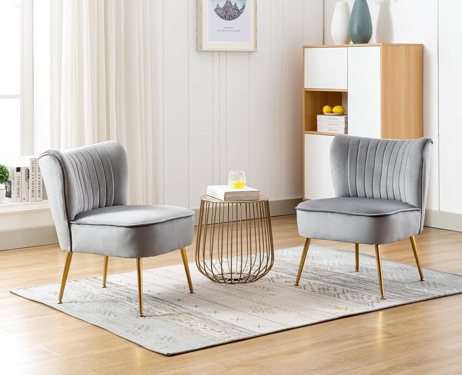 Grey Velvet Accent Tub Chair Gold Metal Legs Modern Armchair