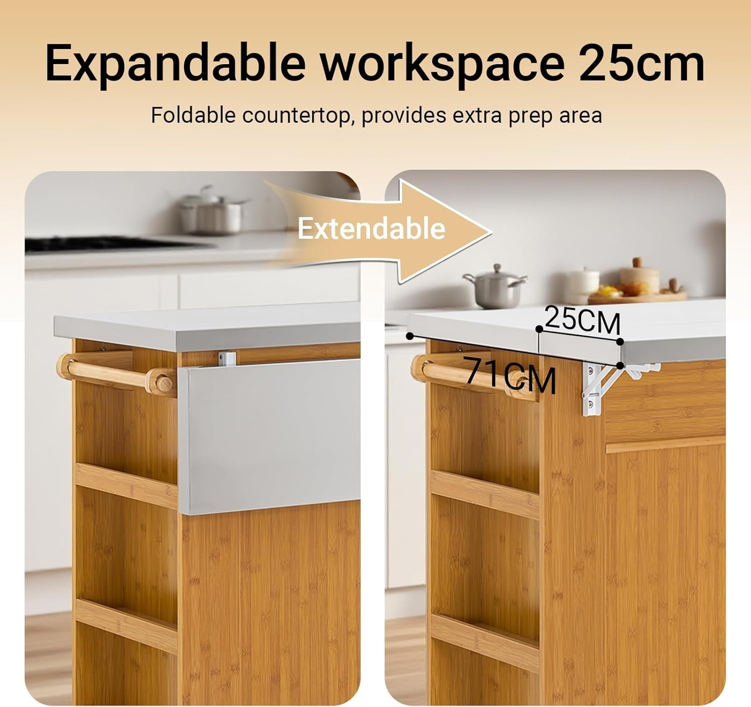 Large Kitchen Island Trolley on Wheels Stainless Steel Worktop Storage Unit