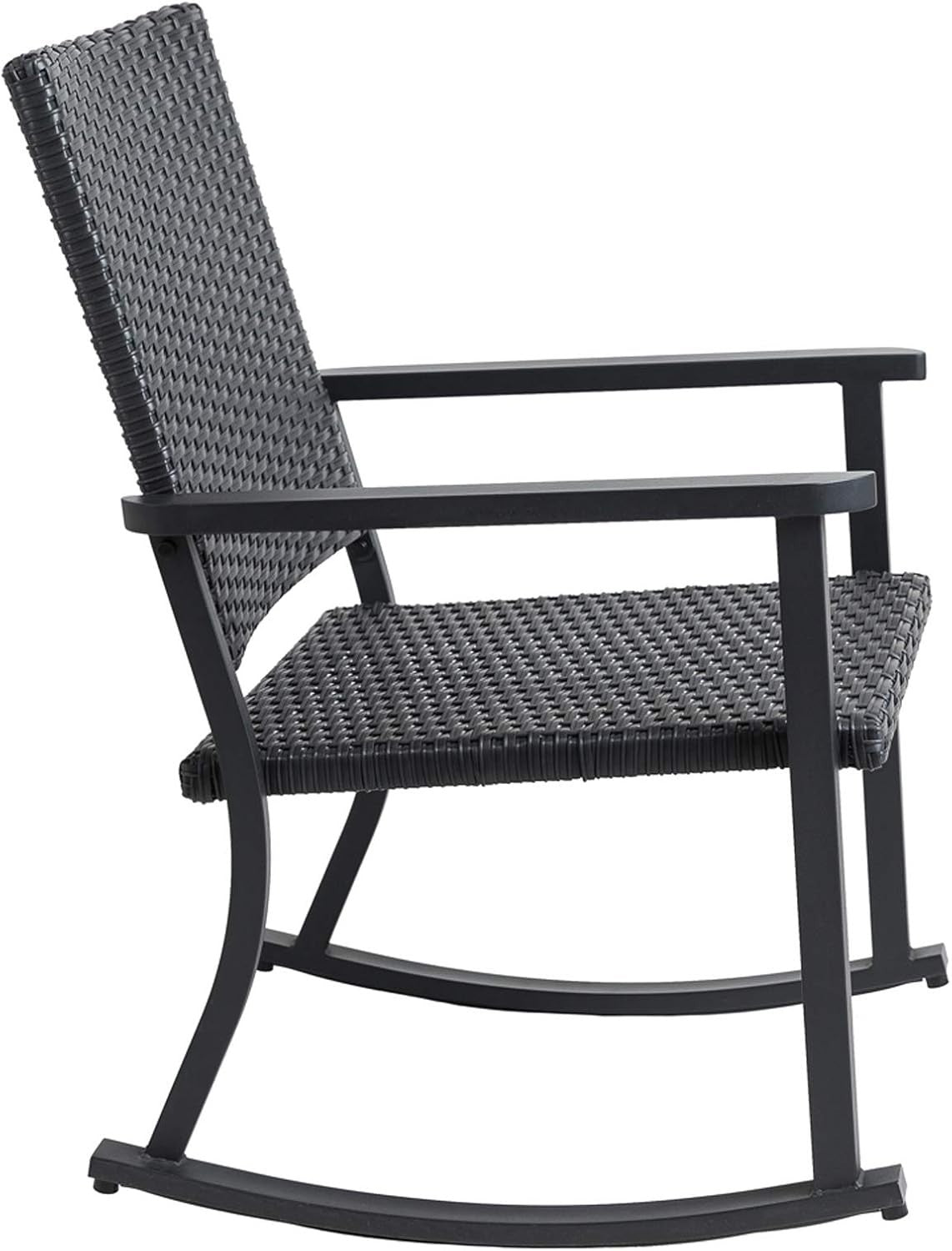 Outdoor Rocking Chair with Metal Frame, Weatherproof Rattan, Easy Assembly
