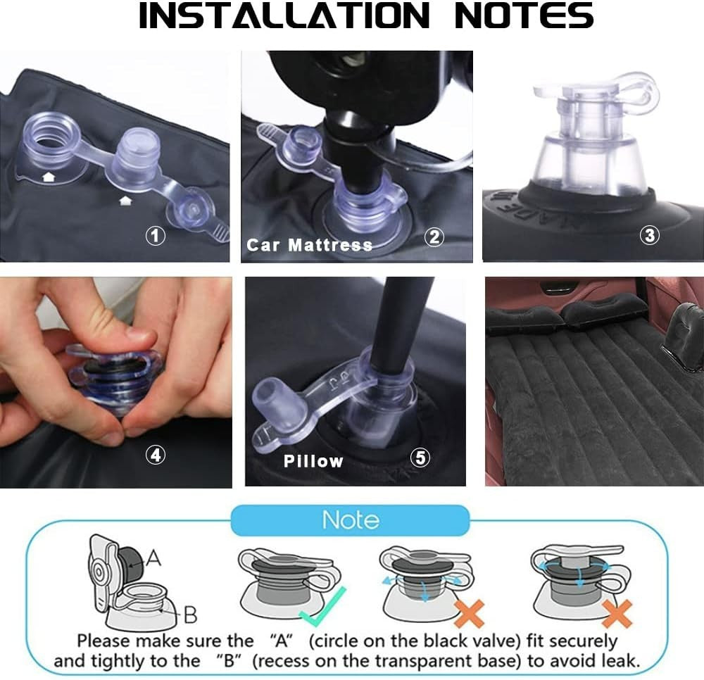 Inflatable Car Back Seat Mattress 140×89×42CM with Pump & Pillows