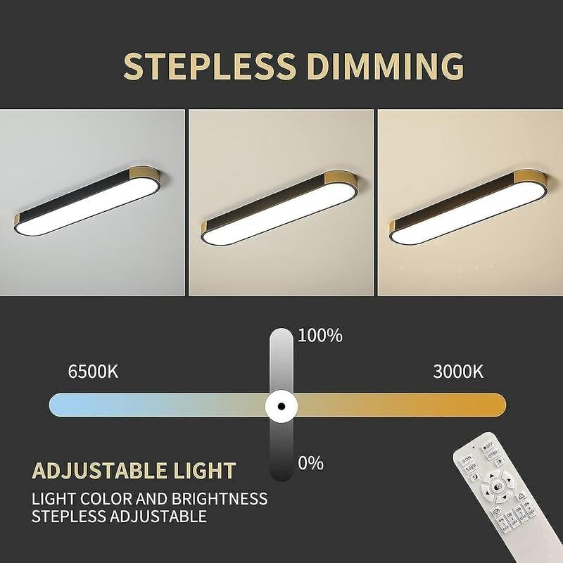70CM Dimmable LED Ceiling Light Remote Control Gold Black Flush 36W 6500K