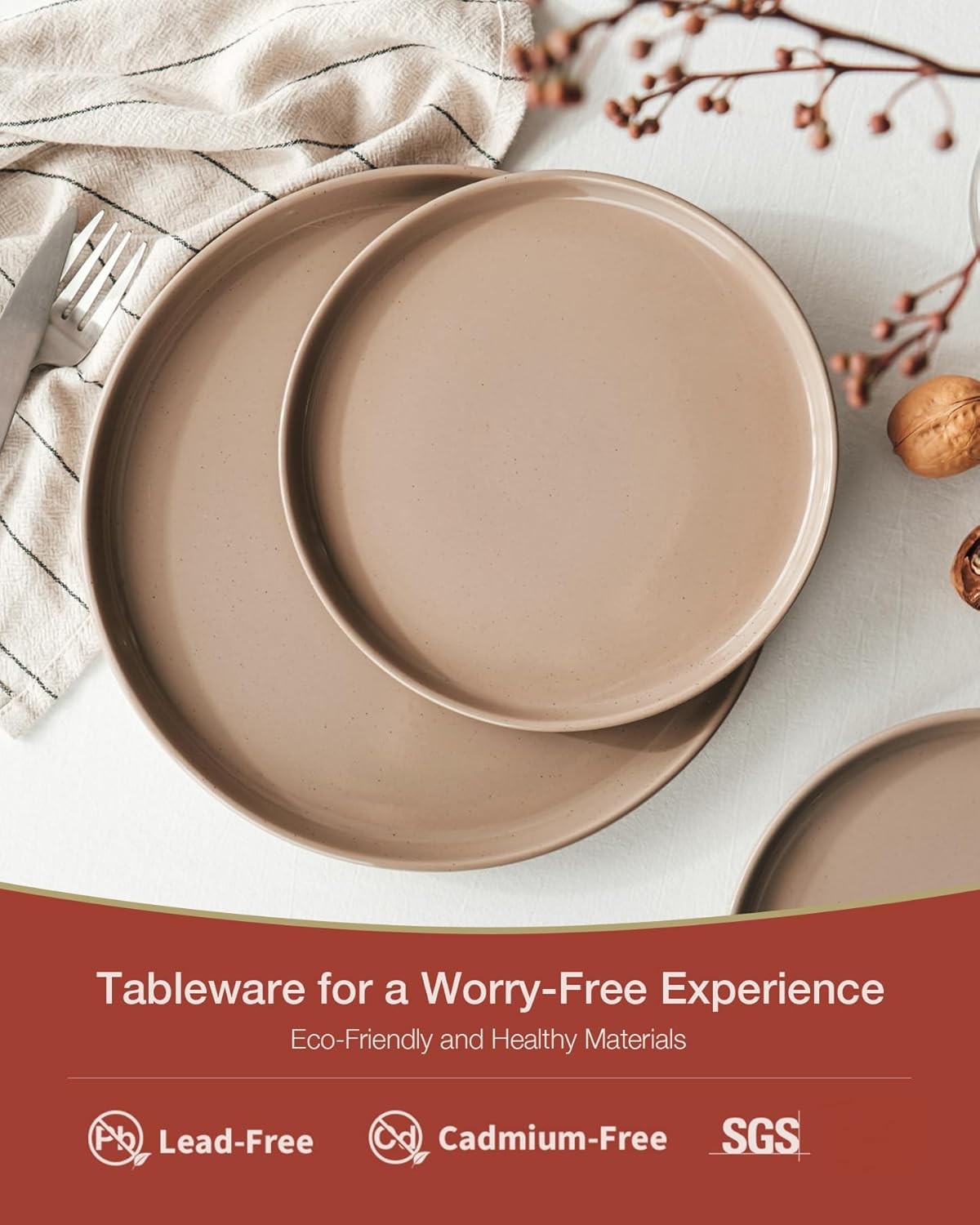 18 Piece Stoneware Dinner Set Plates Bowls Resistant Dishwasher Safe