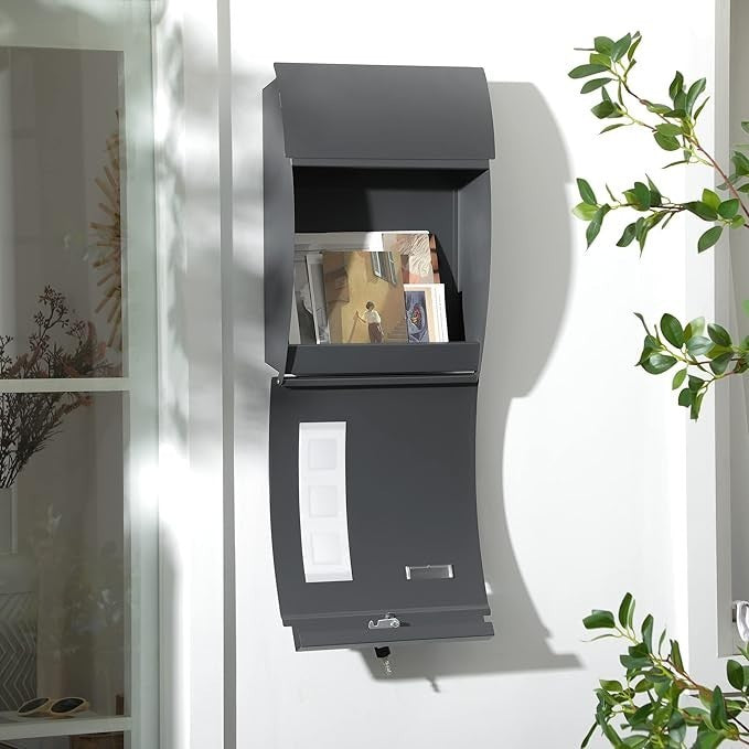 Wall Mounted Lockable Post Box Outdoor Steel Mailbox | Slim Secure Design