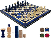 Luxury 2-in-1 Wooden Chess & Checkers Set | 35cm Folding Board | Handmade Gift