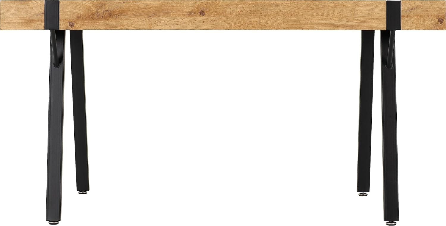 Industrial Dining Table Wood Top Metal Legs 150cm Rectangular Modern