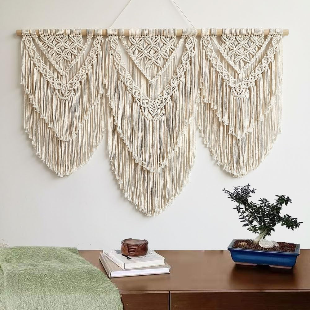 Large Boho Macrame Wall Hanging 110x82cm Bedroom Decor