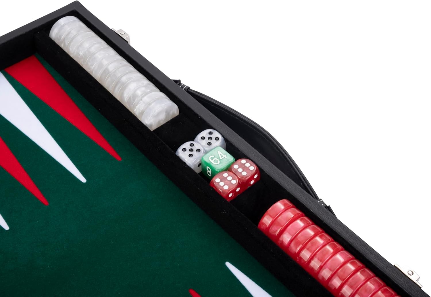 Luxury Backgammon Set 15in Faux Leather Case Travel Board Game with Dice