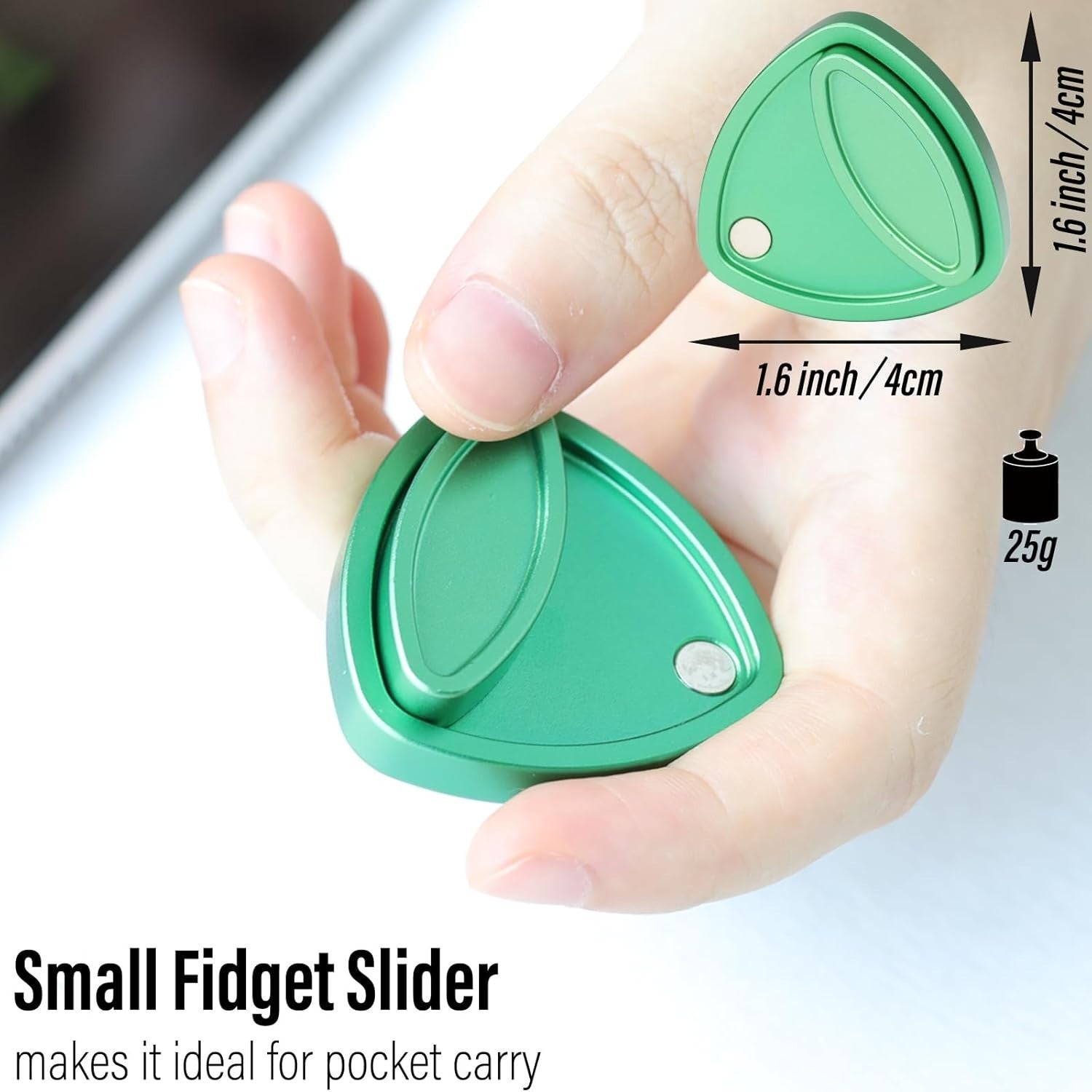 Green Triangle Metal Fidget Slider Magnetic Pivot Clicker EDC